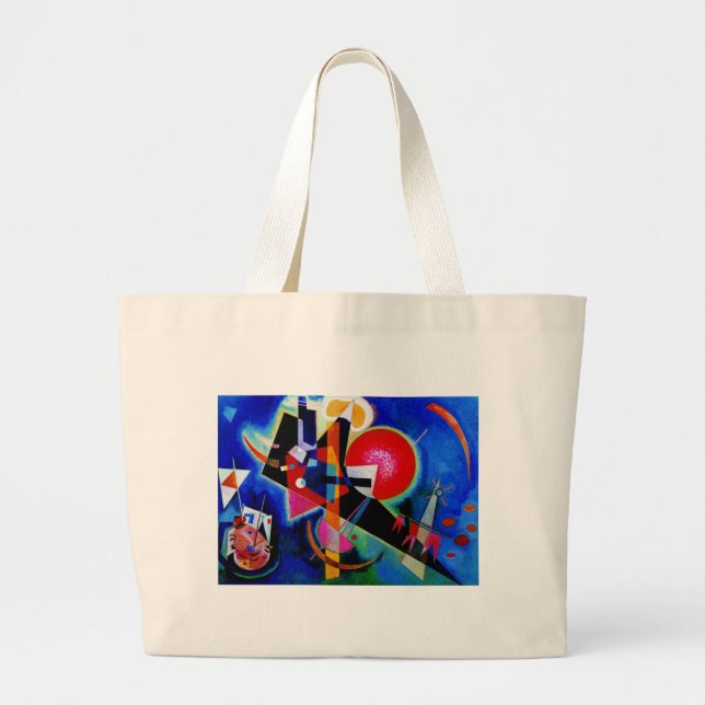 Bolso De Tela Gigante Kandinsky con pintura abstracta azul (Frente)