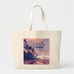 Bolso De Tela Gigante Kapaa Kauai Hawaii Playa Atardecer Palma Retró