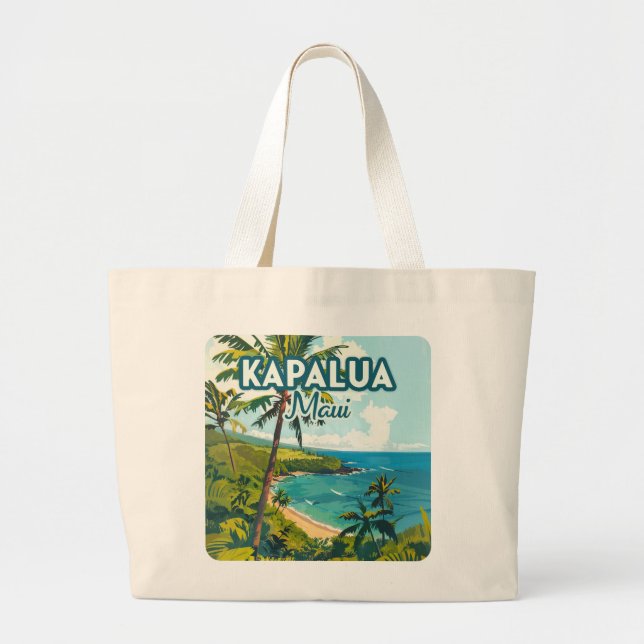 Bolso De Tela Gigante Kapalua Maui Hawaii Bay Beach Retro (Frente)