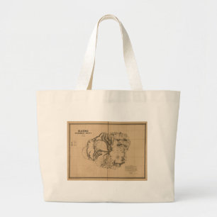 Bolso De Tela Gigante Kauai, 1878, mapa de Hawaii del vintage
