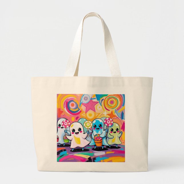 Bolso De Tela Gigante Kawaii Candy Parade Colorido Personalizado (Frente)