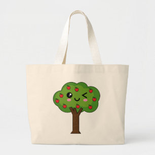 Bolso De Tela Gigante Kawaii feliz árbol de manzanas