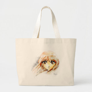 Bolso De Tela Gigante Kawaii grande de los ojos del bosquejo del chica