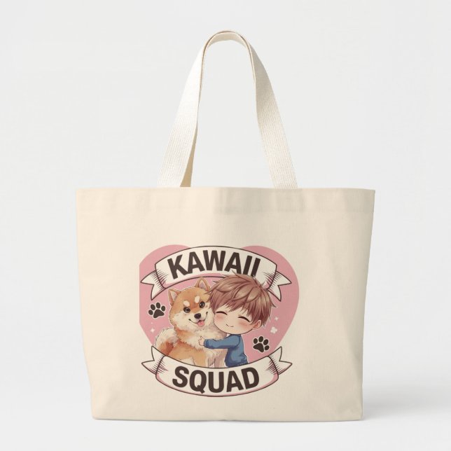 Bolso De Tela Gigante Kawaii Squad Shiba Inu Perro Lover Chibi Art Anime (Frente)