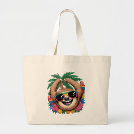 Bolso De Tela Gigante Kawaii Tropical Sloth – Cute Summer Vibes Rainbow