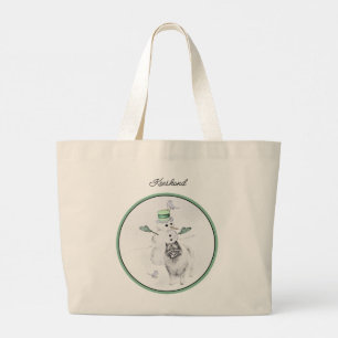 Bolso De Tela Gigante Keeshond Painting Navidades Snowman Mascota Dog Ar