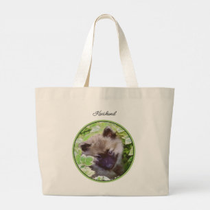 Bolso De Tela Gigante Keeshond Pintura de pimienta en el jardín Arte Ori