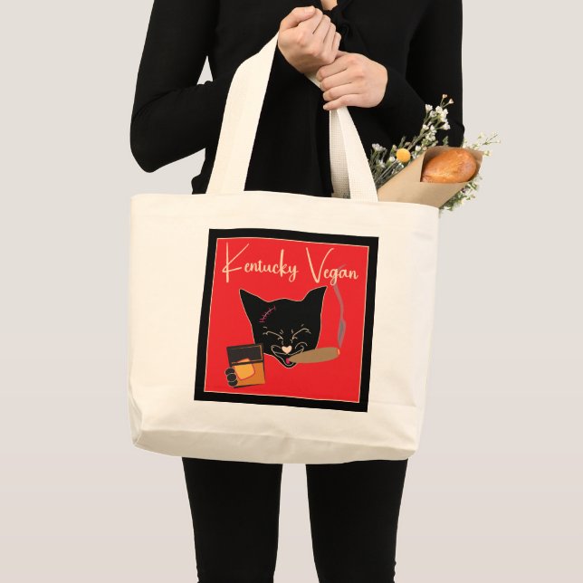 Bolso De Tela Gigante Kentucky Vegan Cat con Cigar y Whiskey Jumbo (Anverso (producto))