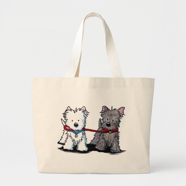 Bolso De Tela Gigante KiniArt Terrier Walking Buddies (Frente)
