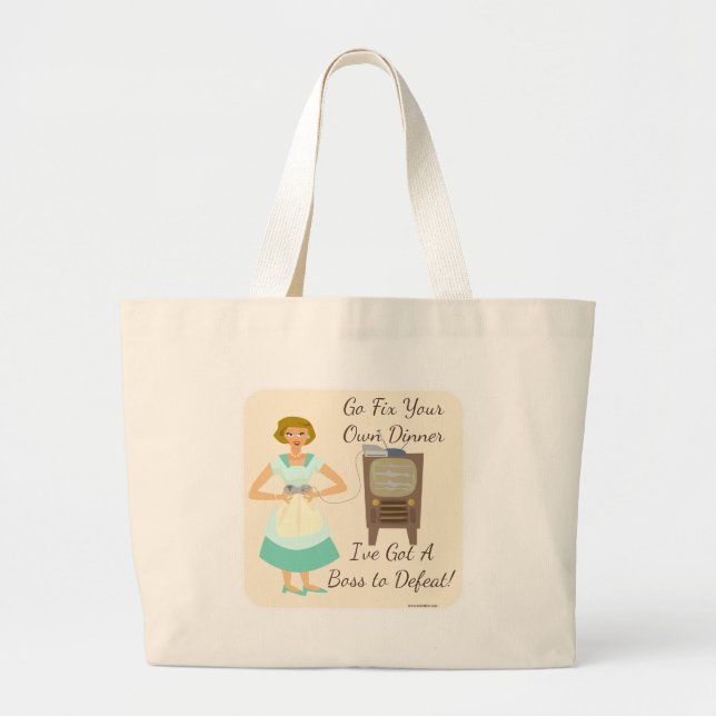 Bolso De Tela Gigante Kitschy Gaming Housewife Divertido eslogan (Frente)