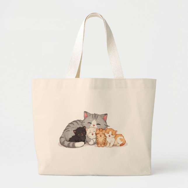 Bolso De Tela Gigante Kitten Family Cuddle Portrait - Tote (Frente)