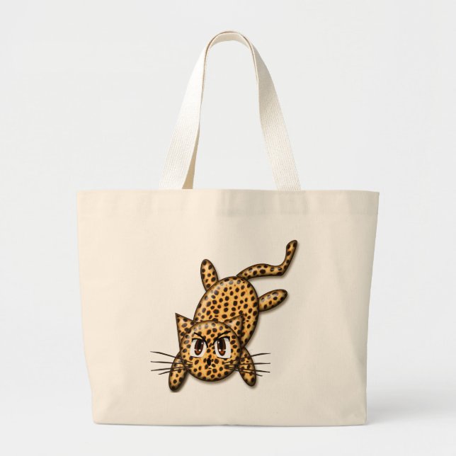 Bolso De Tela Gigante Kitty Anime Leopard Ultra Cute (Frente)