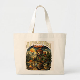 Bolso De Tela Gigante La aventura espera - Ilustración vintage de oso li