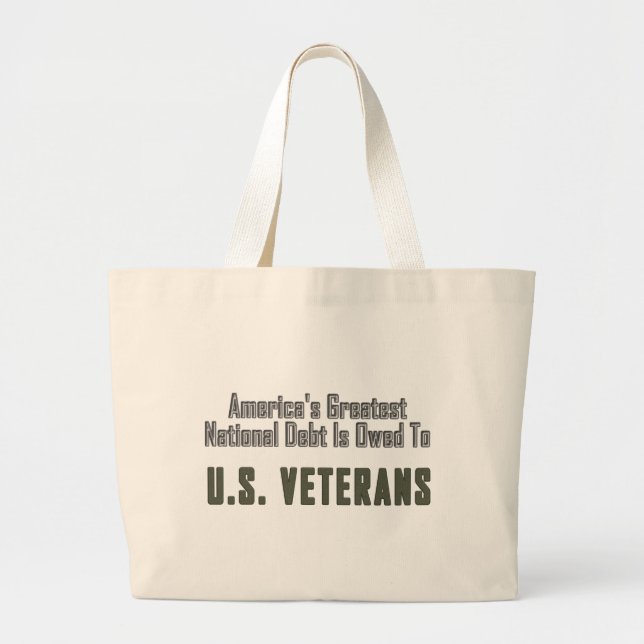 Bolso De Tela Gigante La deuda de los Estados Unidos con los veteranos (Frente)