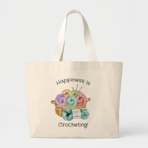 Bolso De Tela Gigante La Felicidad es Tejer Personalizado