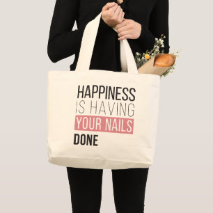 Bolso De Tela Gigante La felicidad está teniendo sus clavos hechos
