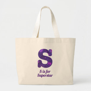 Bolso De Tela Gigante La letra púrpura S es para Superstar