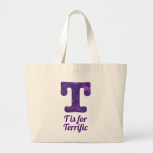 Bolso De Tela Gigante La letra púrpura T es para fabuloso