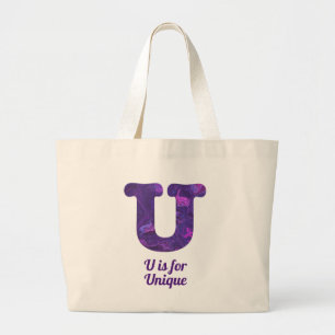 Bolso De Tela Gigante La letra púrpura U es única