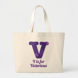Bolso De Tela Gigante La letra púrpura V es para victoriosa