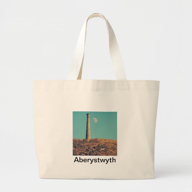 Bolso De Tela Gigante La luna y una torre: Aberystwyth (Frente)