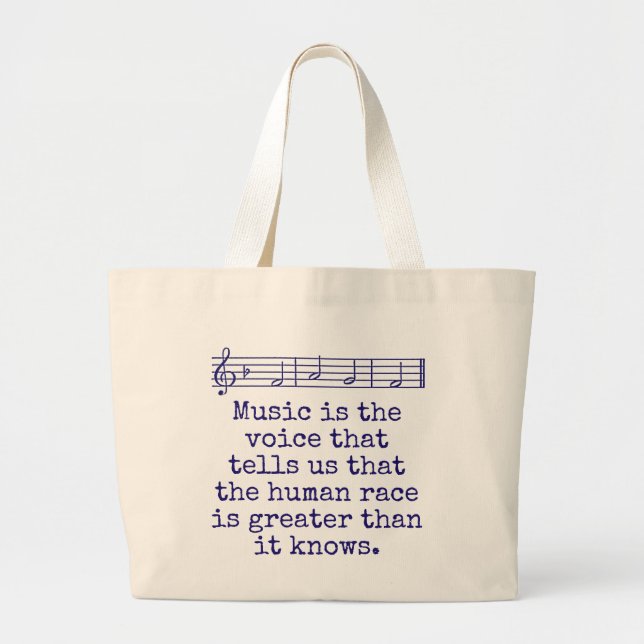Bolso De Tela Gigante La Música Es La Voz Que Dice - Cita De Música (Frente)