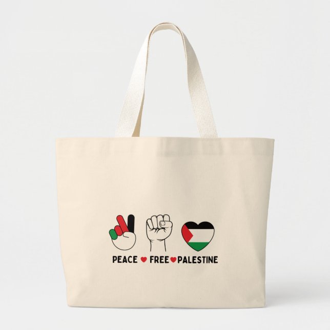 Bolso De Tela Gigante la paz ama palestina - libertad para los palestino (Frente)