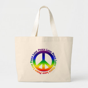 Bolso De Tela Gigante La paz y ama todos alrededor