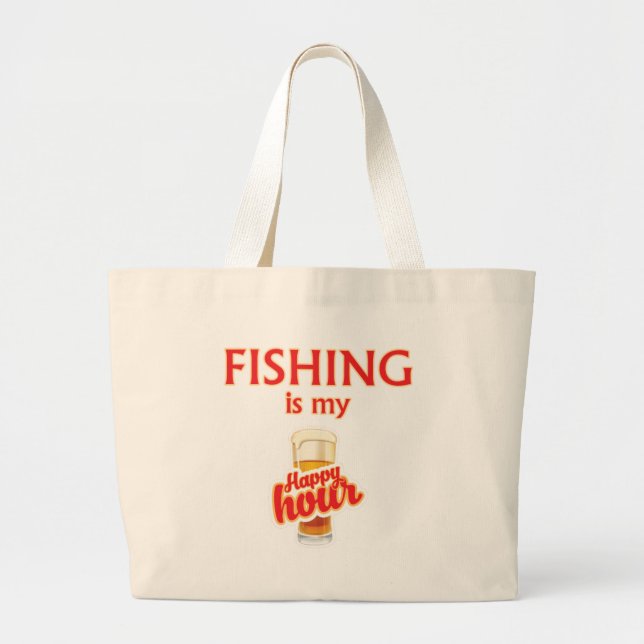 Bolso De Tela Gigante La pesca es mi hora feliz (Frente)