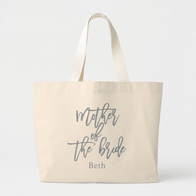 Bolso De Tela Gigante La polvorienta madre azul de la escritura floral (Frente)