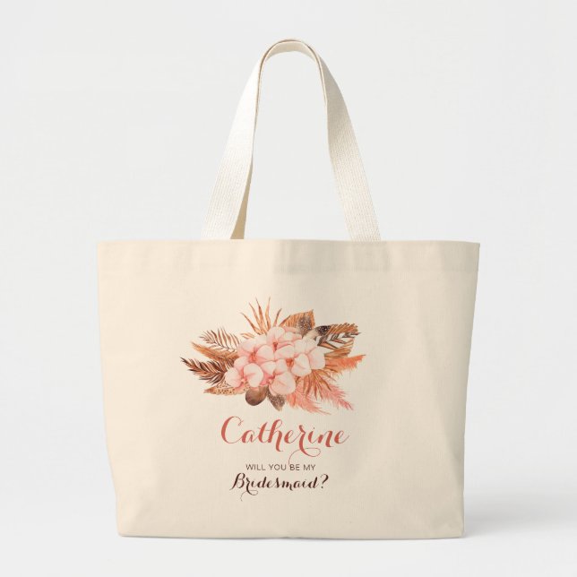 Bolso De Tela Gigante La Rústica Grasa Boho Pampas Serás Mi Novia (Frente)