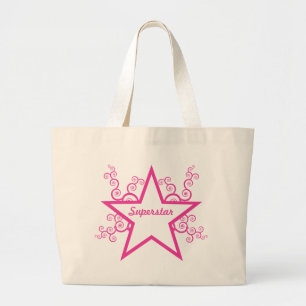 Bolso De Tela Gigante La superestrella remolina bolso, rosa brillante