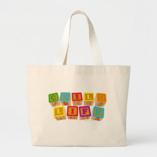 Bolso De Tela Gigante La vida del niño bloquea el totebag