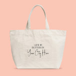 Bolso De Tela Gigante La vida moderna de escritura de estilo personaliza<br><div class="desc">La vida es mejor en el diseño de guion de TU PERSONALIZADO CITY en esta bolsa de tote no sólo es de moda y elegante, sino que también sirve como un recordatorio para abrazar la belleza y la emoción de tu ciudad. Ya sea que sea un local o un visitante,...</div>
