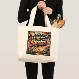 Bolso De Tela Gigante "La vida se trata de las Historias"
