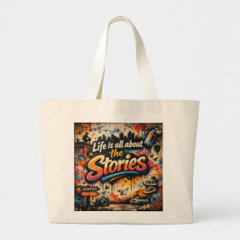 Bolso De Tela Gigante "La vida se trata de las Historias"