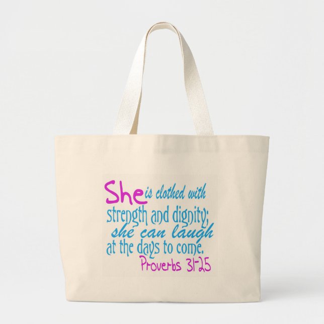 Bolso De Tela Gigante La visten con fuerza y dignidad (Frente)