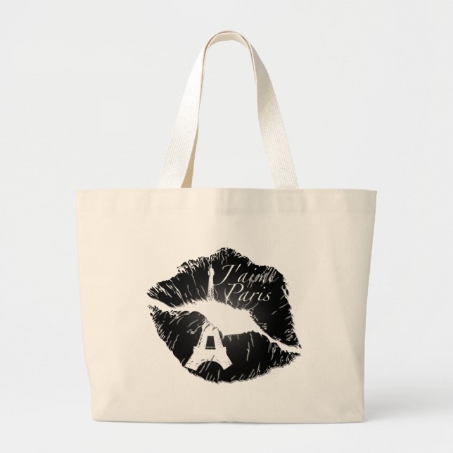 Bolso De Tela Gigante Labios de J'aime París (Frente)