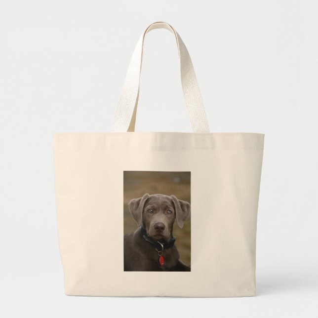 Bolso De Tela Gigante Labrador retriever en plata ligera rara (Frente)