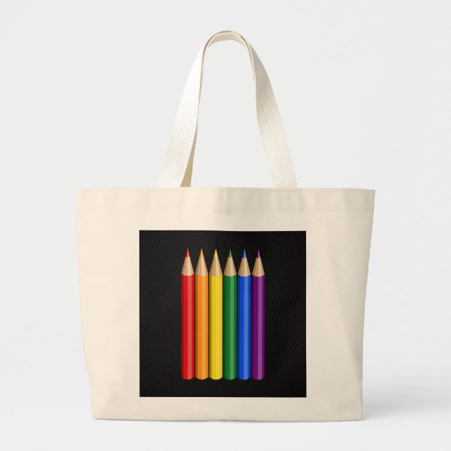 Bolso De Tela Gigante Lápices de orgullo arcoiris (Frente)