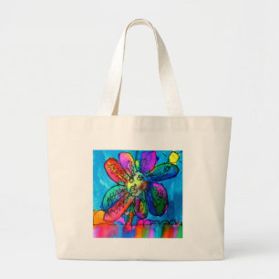 Bolso De Tela Gigante Lápiz rosa y azul y tinta para niños de Flores Fel