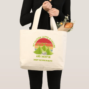 Bolso De Tela Gigante Las Montañas Fun MATCHA llaman a latte Drinker