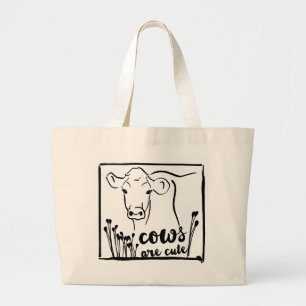 Bolso De Tela Gigante Las vacas son dibujos curados