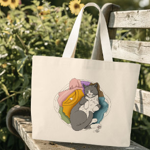 Bolso De Tela Gigante Lavandería de pelo de gato blanco grisáceo