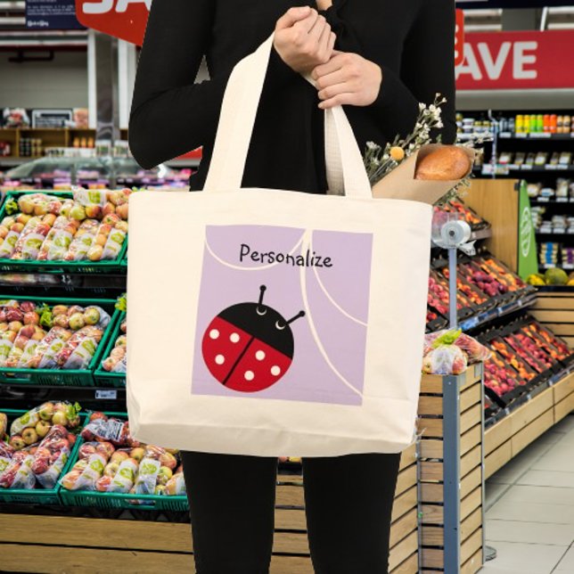Bolso De Tela Gigante Lavender Lady Bug Totebag (Lavender Lady Bug Large Tote Bag)