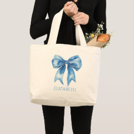 Bolso De Tela Gigante Lazo personalizado azul y blanco elegante