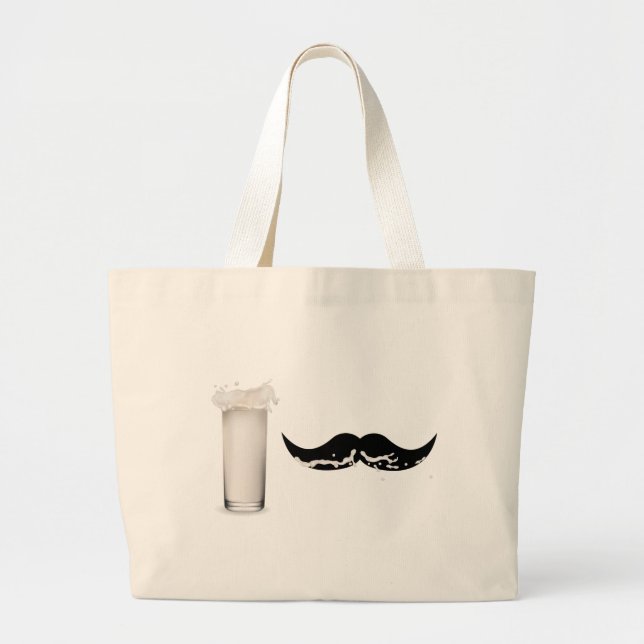 Bolso De Tela Gigante Leche Mustache (Frente)