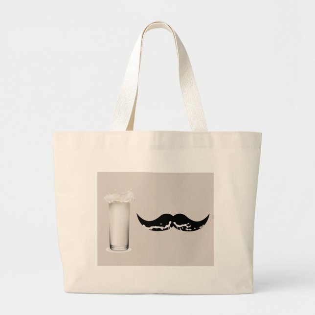 Bolso De Tela Gigante Leche Mustache Creme (Frente)