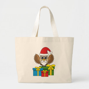 Bolso De Tela Gigante Lechuza de Santa Claus con regalos