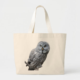 Bolso De Tela Gigante Lechuza gris grande